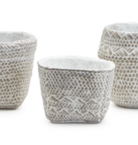 White Washed Basket Pattern Planters