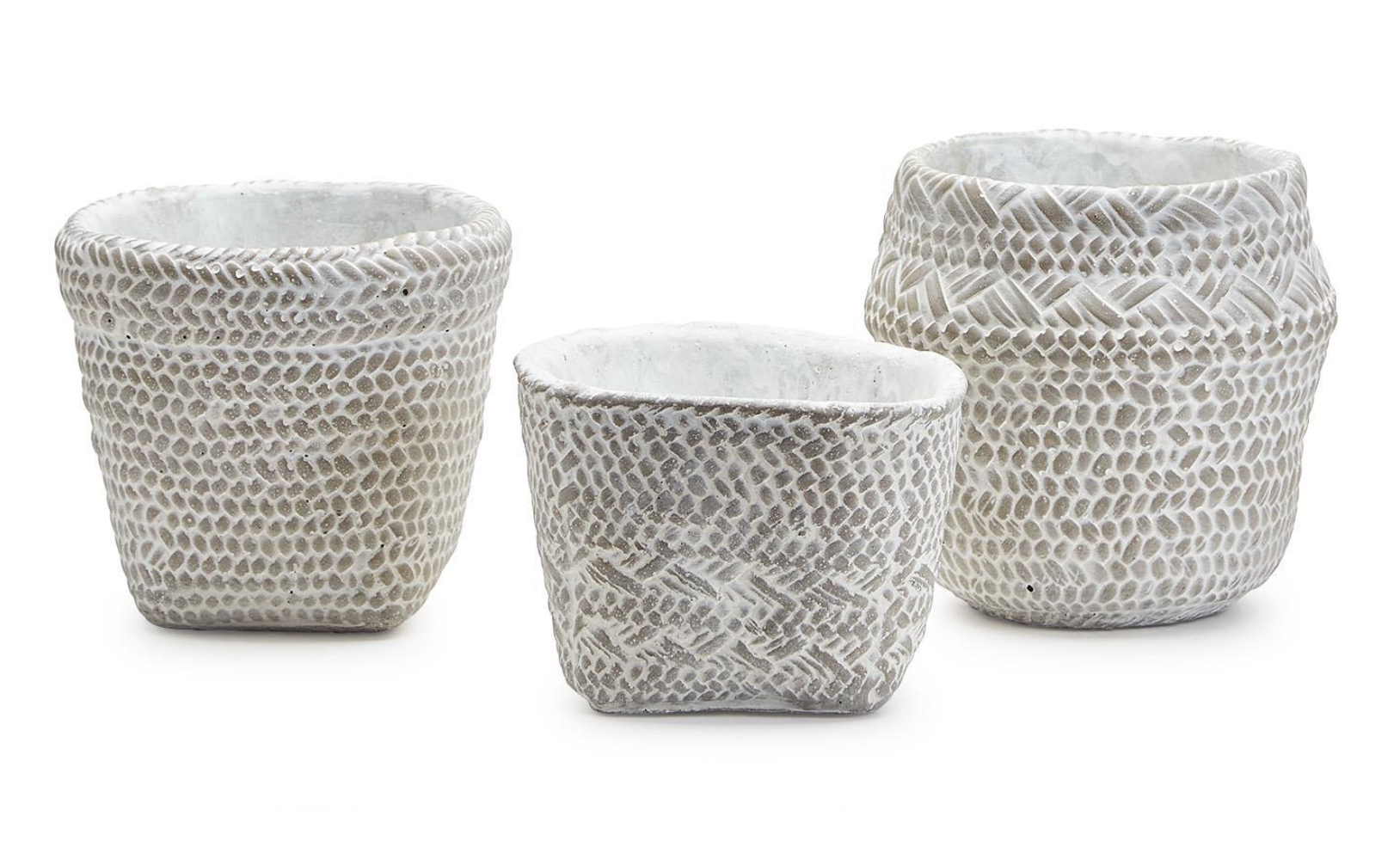 White Washed Basket Pattern Planters
