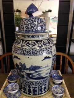 Blue and White Ginger Jar -17 x 30H