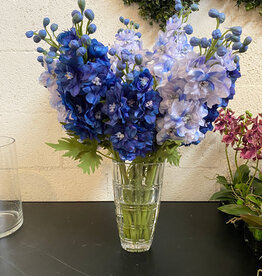 Delphinium in Plaid Glass Vase (DBL-LBL)