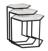 Flat Black Hexagon Nesting Tables 18" x 23" x 23"