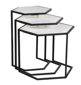 Flat Black Hexagon Nesting Tables 18" x 23" x 23"