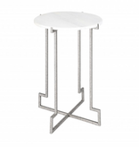 Salonika Round End Table in Royal Silver 26" x 19" x 19"