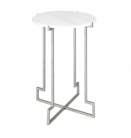 Salonika Round End Table in Royal Silver 26" x 19" x 19"