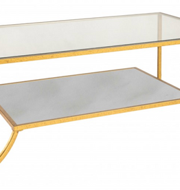 Elite Coffee Table in Royal Gold with Carrera Marble 18.5" x 52" x 27.5"