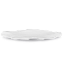 Q Home Design Ruffle White Melamine Large Oval Platter 18"x13"