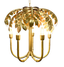 Millie Five-Light Antique Brass Palm Tree Chandelier 24.8" x 24.4" x 24.8"