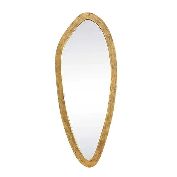 Macy Organic Oval-Shaped Brass Mirror 21" x 52" x 1"