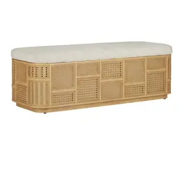 Anisa Sea Sand Storage Bench, Dunmeyer Parchment 54"w x 20"d x 18"h