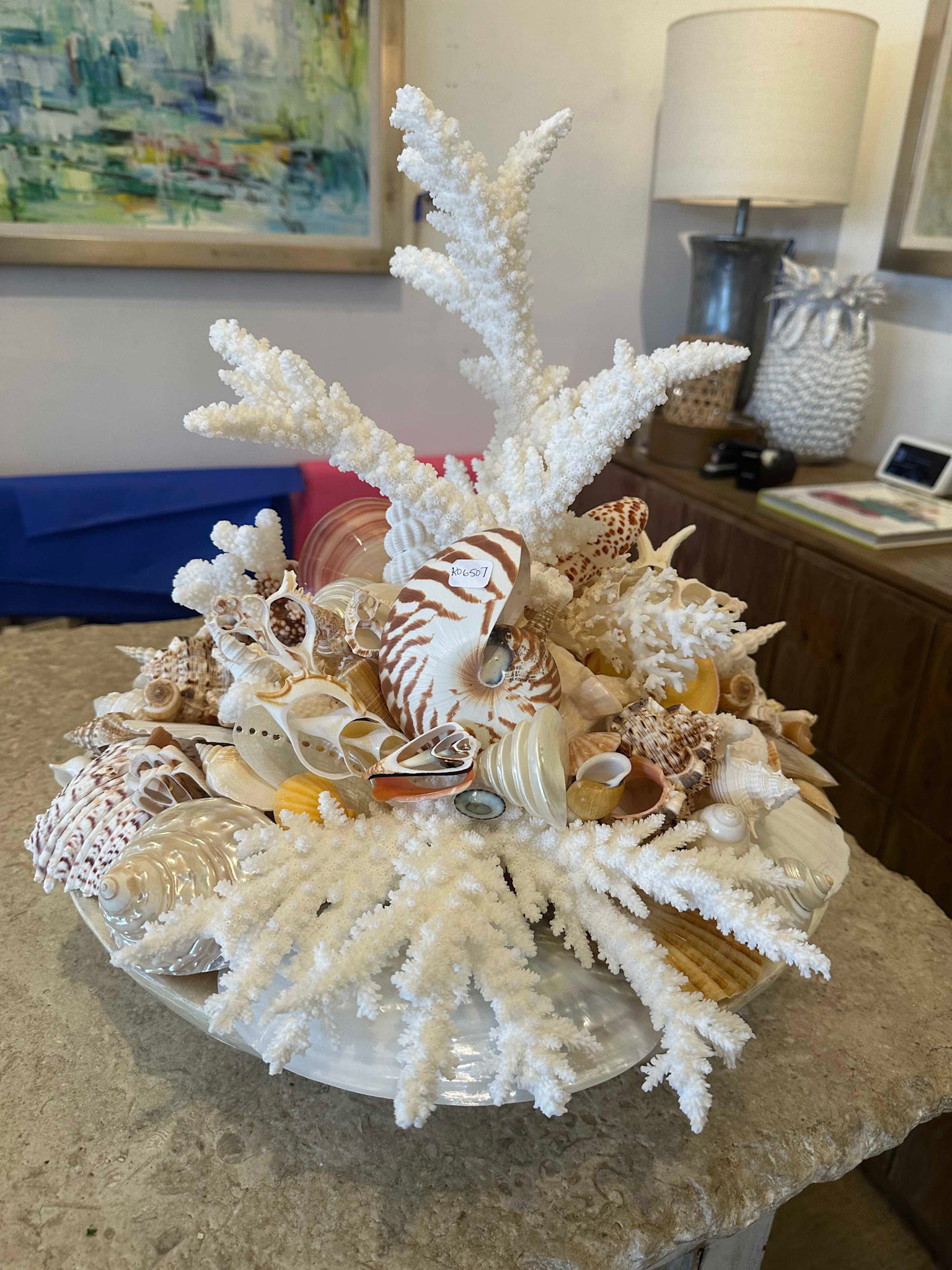 Seaside Elegance Shells and Coral Decorative Art 19"x19"