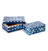 Indigo Tiles Covered Box SM 7"Wx4"Dx2.5"H