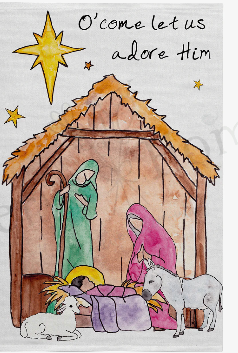 Christmas Nativity Flour Sack Dish Towel