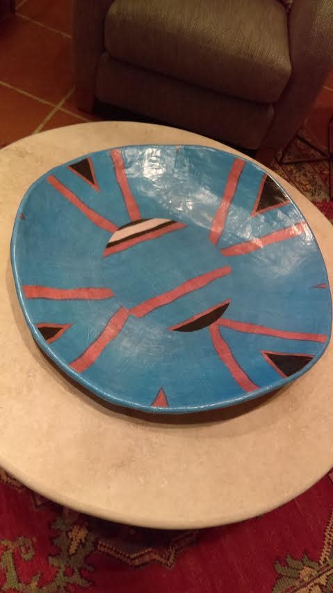 Abstract Bowl - Blue Sands - 27"dia x 4"h