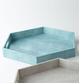 Shagreen Hex Tray - Turquoise  23"L x 20"W x 2.5"H