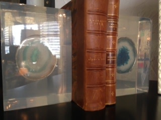 Pair Lucite Glass Book Ends