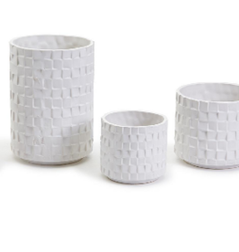 Cubist Soft White Pattern Planter SM 5 1/4" H x 4" Dia