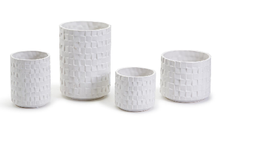 Cubist Soft White Pattern Planter SM 5 1/4" H x 4" Dia
