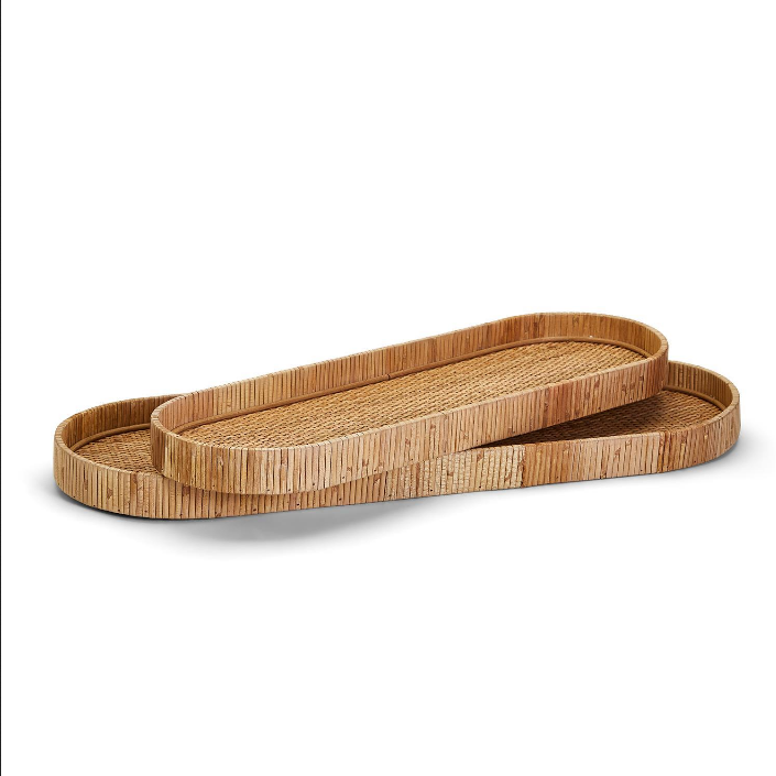 Hand-Crafted Natural Rattan Tray LG 27 1/2" W x 9 3/4" D