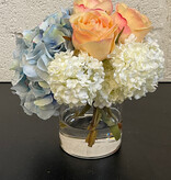 Hydrangea, Rosebuds & Viburnum in 4" Cylinder (LB-PC-WH)