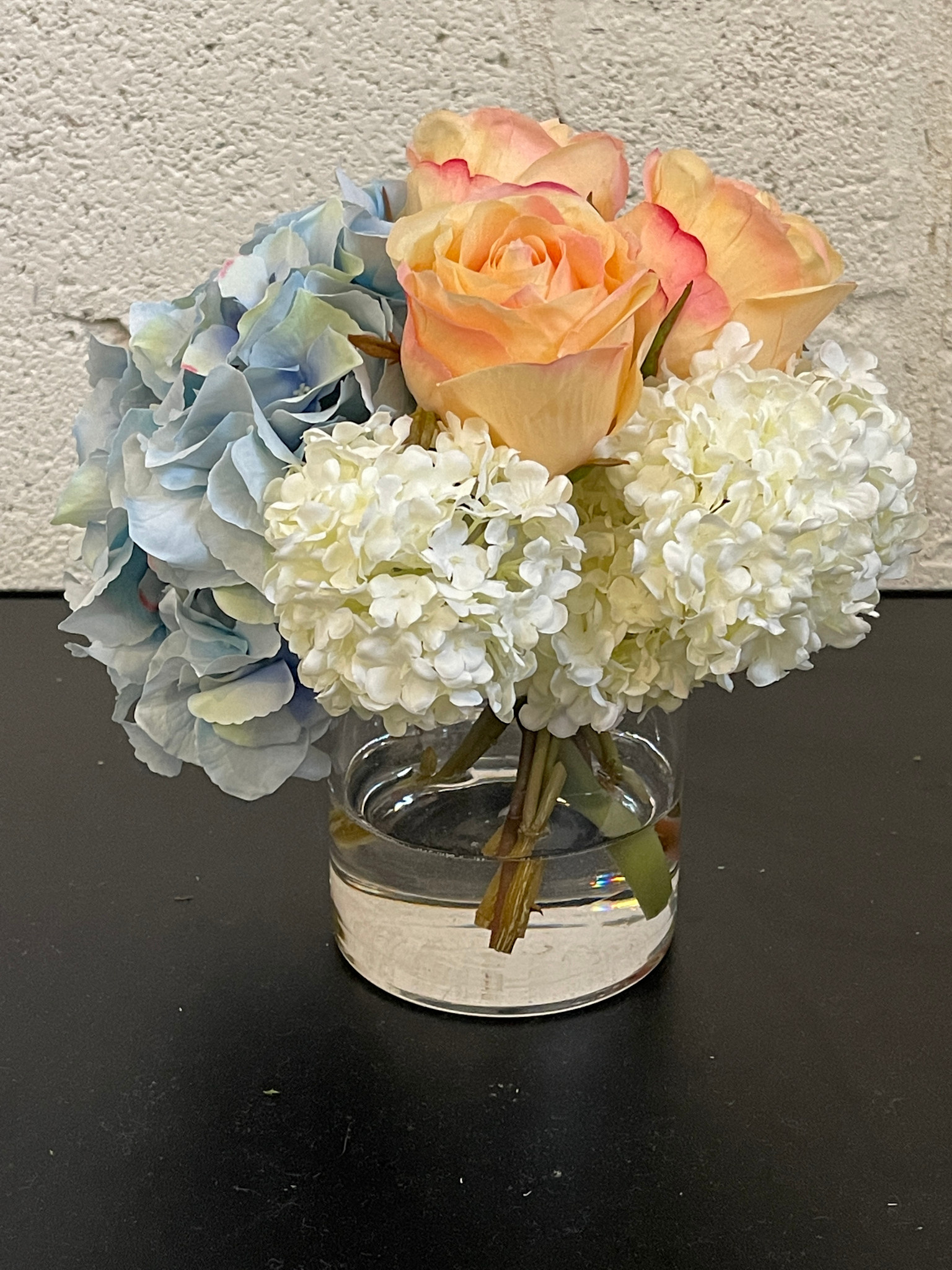 Hydrangea, Rosebuds & Viburnum in 4" Cylinder (LB-PC-WH)