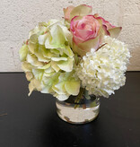 Hydrangea, Rosebuds & Viburnum in 4" Cylinder (LG-PKMB-WH)
