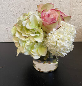 Hydrangea, Rosebuds & Viburnum in 4" Cylinder (LG-PKMB-WH)