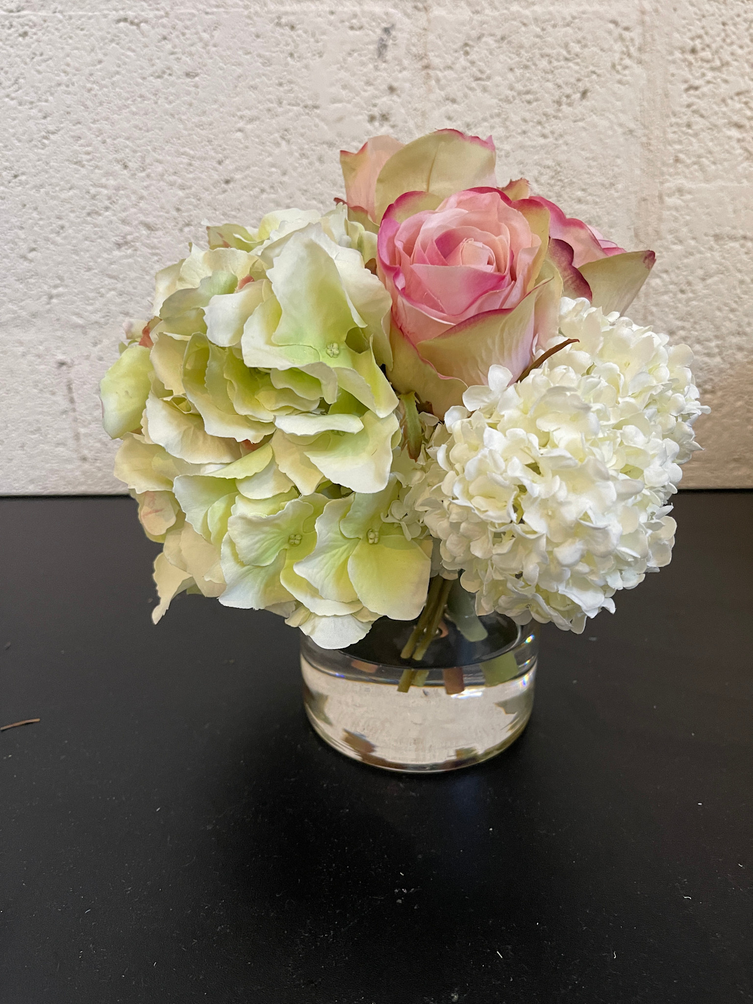 Hydrangea, Rosebuds & Viburnum in 4" Cylinder (LG-PKMB-WH)