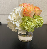 Hydrangea, Rosebuds & Viburnum in 4" Cylinder (WH-PC-GR)