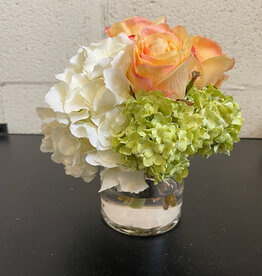 Hydrangea, Rosebuds & Viburnum in 4" Cylinder (WH-PC-GR)