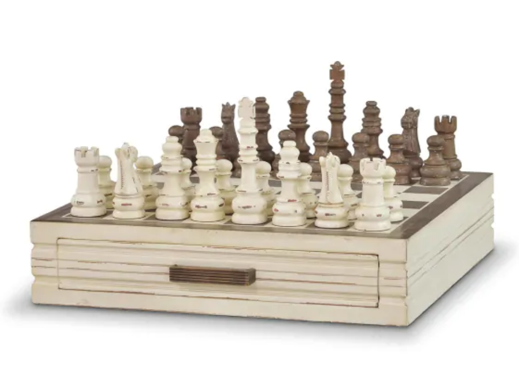 Anna Chess Set Finished in Fortofino and Brown Suede