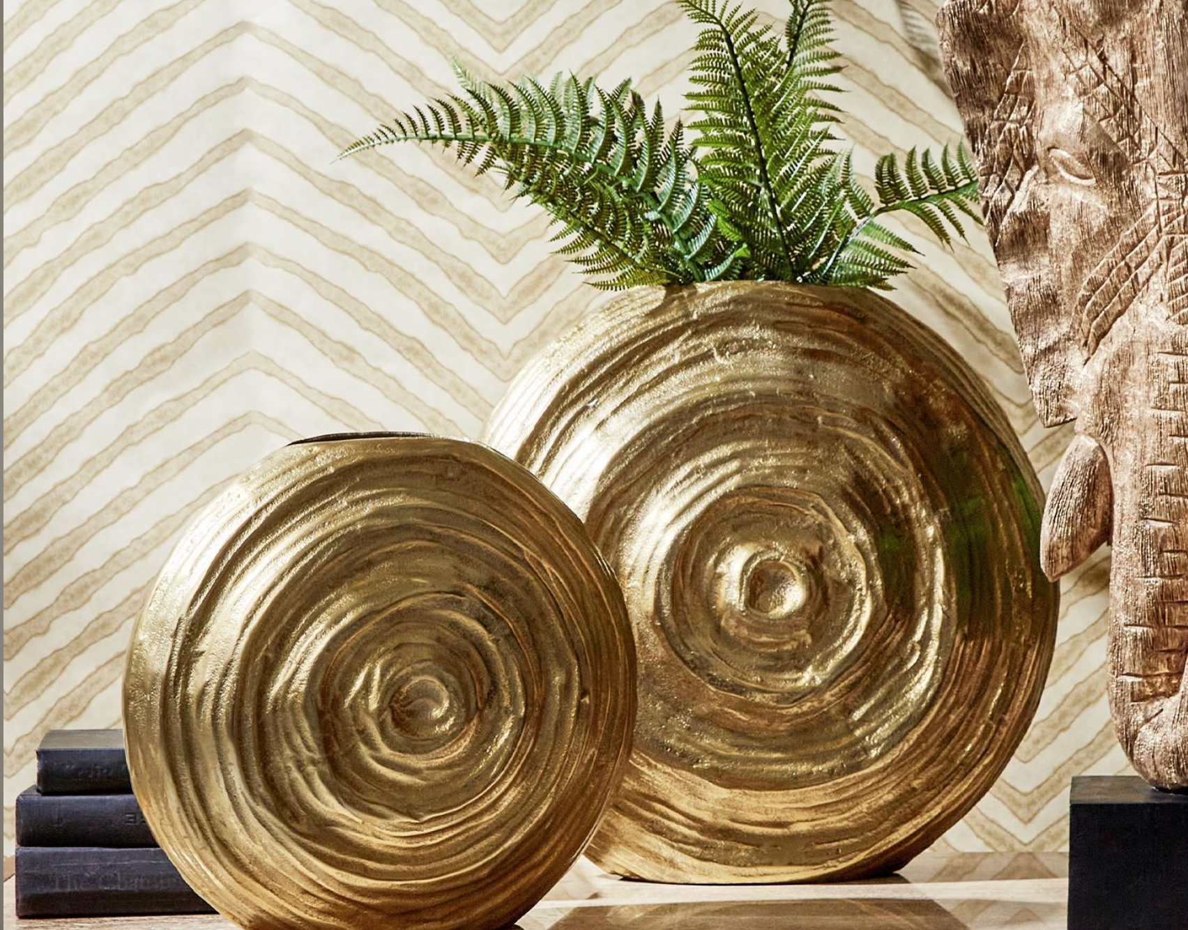 All Swirls Golden Vase - Pair