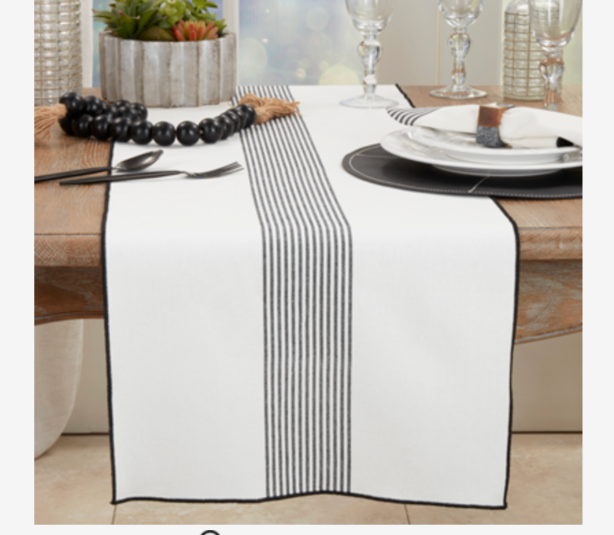 Stripe Runner Blk/Wht 16"X72" Oblong