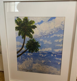 Two Trees Over Ocean Palm Trees 11x14