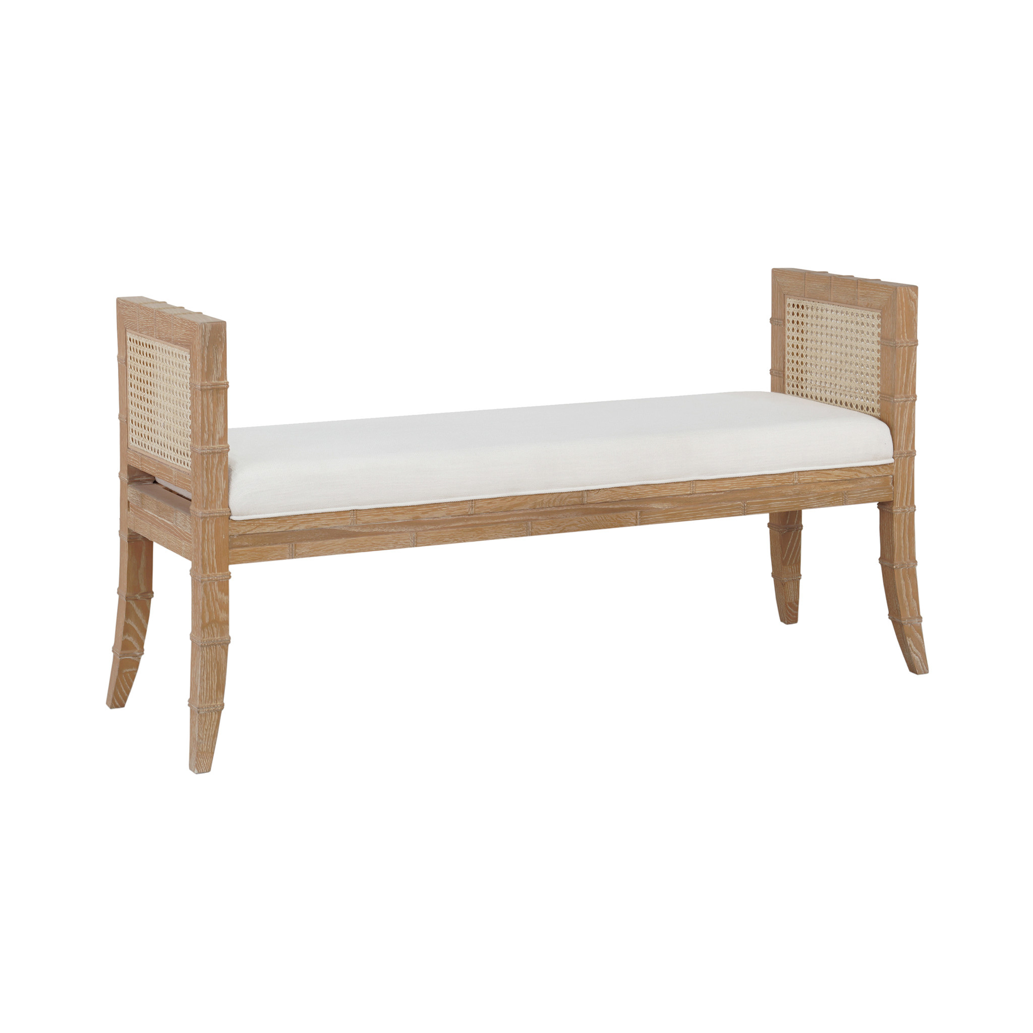 Benedict Bamboo Bench with Cane Sides 53.25" x 17.5" x 27"
