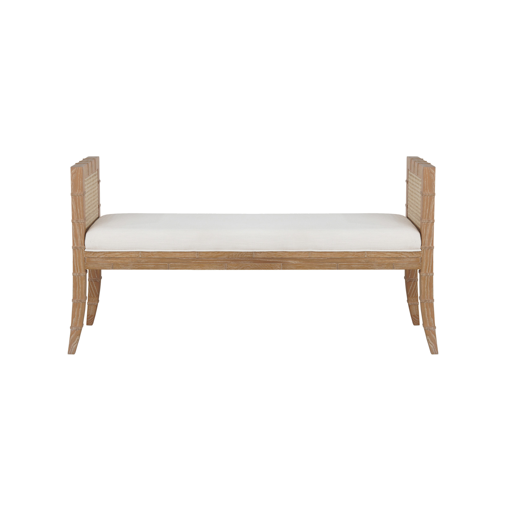 Benedict Bamboo Bench with Cane Sides 53.25" x 17.5" x 27"