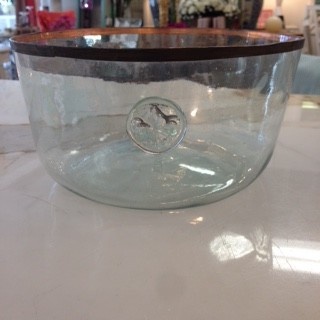 Glass Bowl with Copper Rim 9D x 4 3/4H