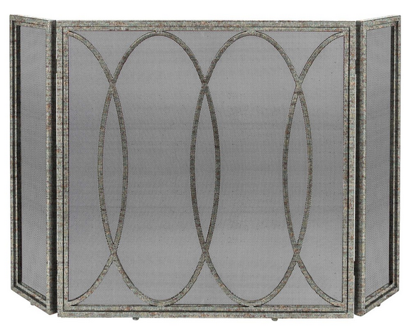 Parisian Fireplace Screen Deep Ocean 30"H x 30"W x 8"