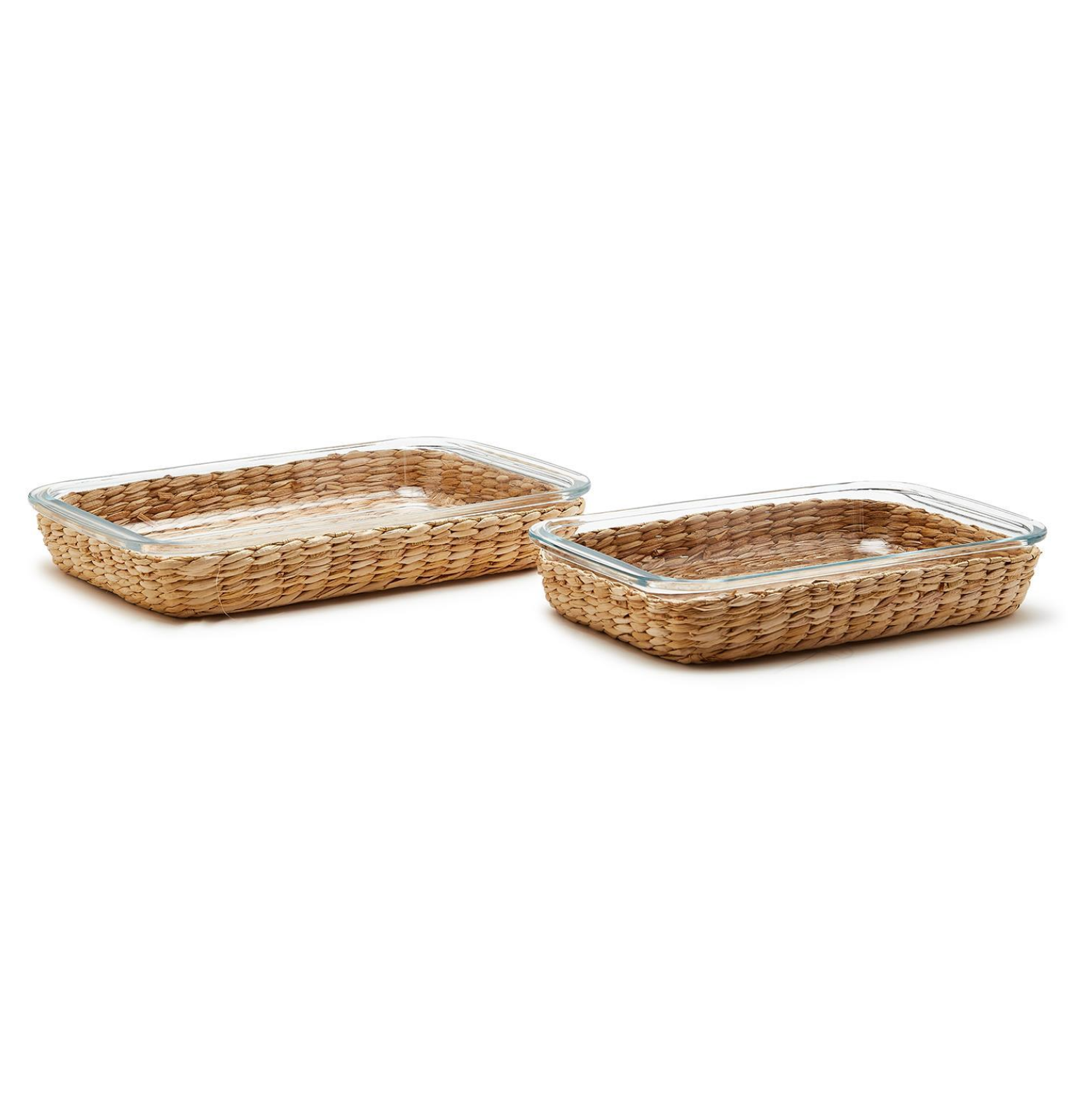 Borosilicate Glass Baking Dish with Removable Hand-Woven Lattice SM 8" W x 2" D x 13 1/2" H