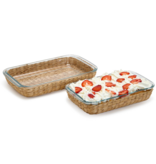 Borosilicate Glass Baking Dish with Removable Hand-Woven Lattice SM 8" W x 2" D x 13 1/2" H