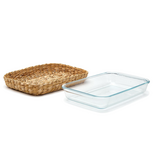 Borosilicate Glass Baking Dish with Removable Hand-Woven Lattice SM 8" W x 2" D x 13 1/2" H