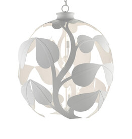 Plumeria White Orb Chandelier 35"h x 30"dia.