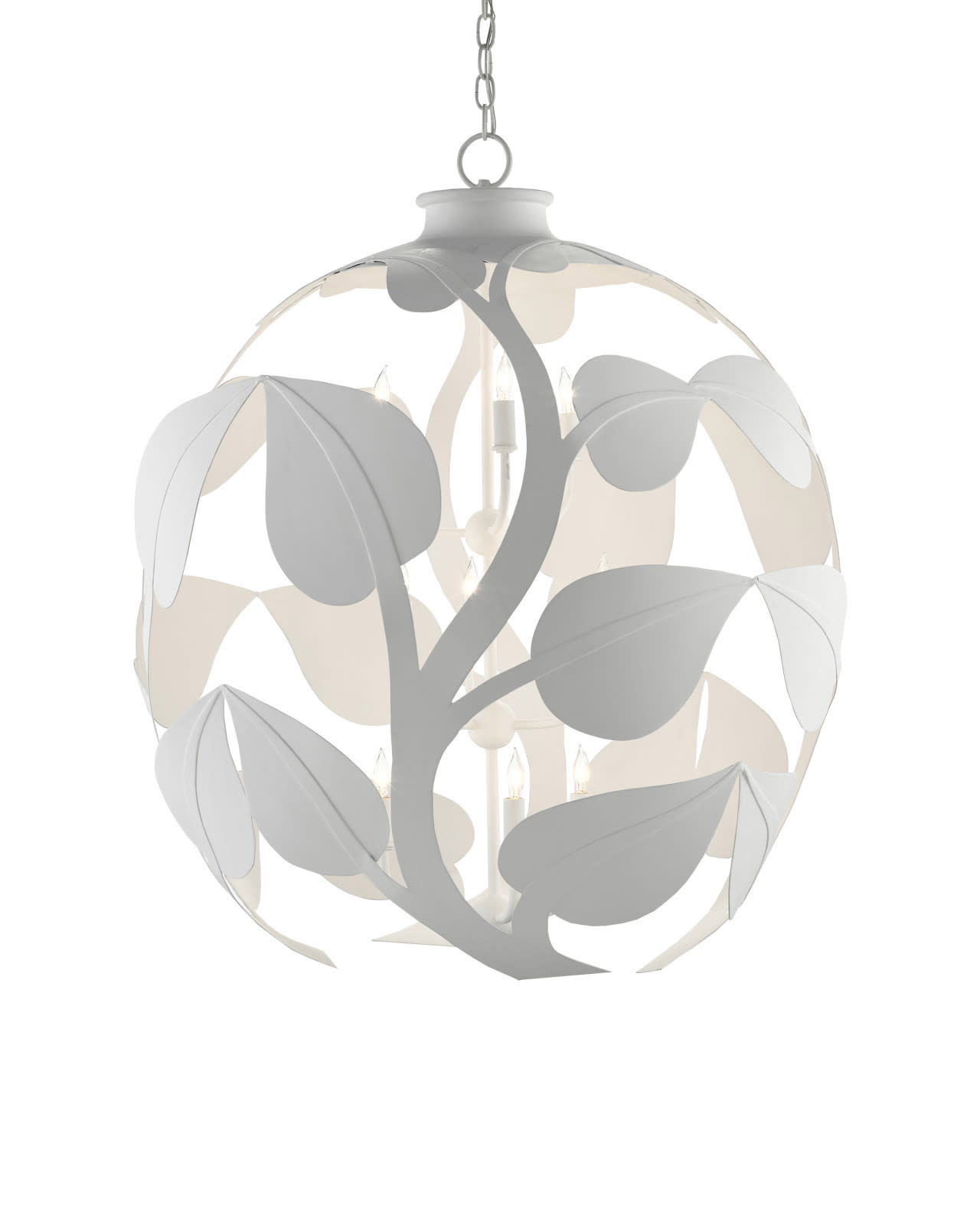 Plumeria White Orb Chandelier 35"h x 30"dia.