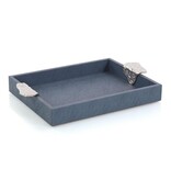 Gypsy Blue Leather Tray II 2.5"H X 21"W X 14"D
