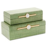 Monaco Green Faux Seagrass Decorative Box 11 1/4" W x 6" D x 4" H