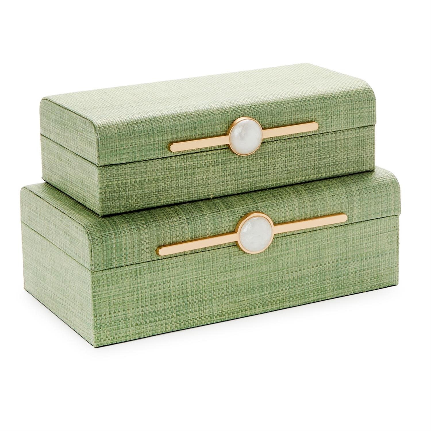 Monaco Green Faux Seagrass Decorative Box 11 1/4" W x 6" D x 4" H
