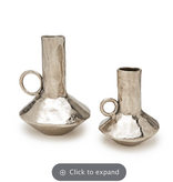 Silver Bucchero Style Handled Vessel - Recycled Aluminum / small