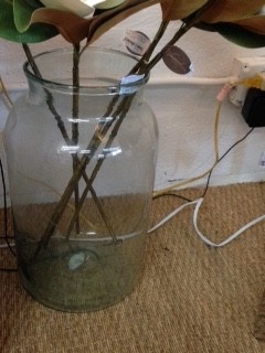 Clear Bottle Vase 10D x 21 1/2H