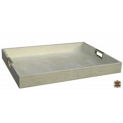 Croc Pearl Leather Tray  24"w x 18"d x 3"h
