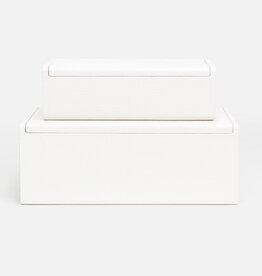 Halia Box in Designer White Linen SM - 9.5"W x 6"D x 3"H