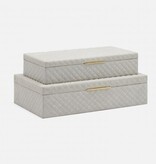 Bower Box in Light Grey Suede LG - 15"W x 9"D x 4"H